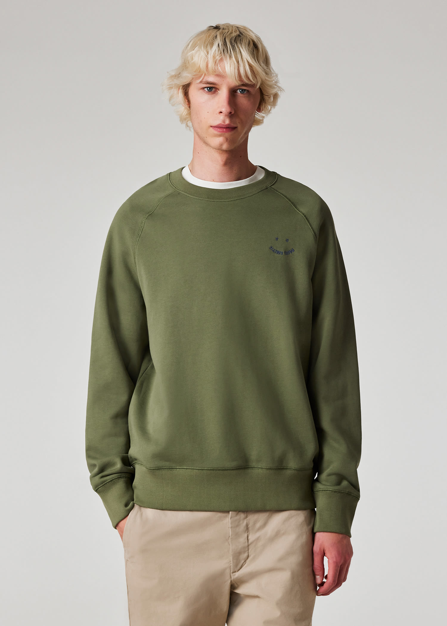 PS Paul Smith Khaki 'Happy' Embroidery Sweatshirt Green