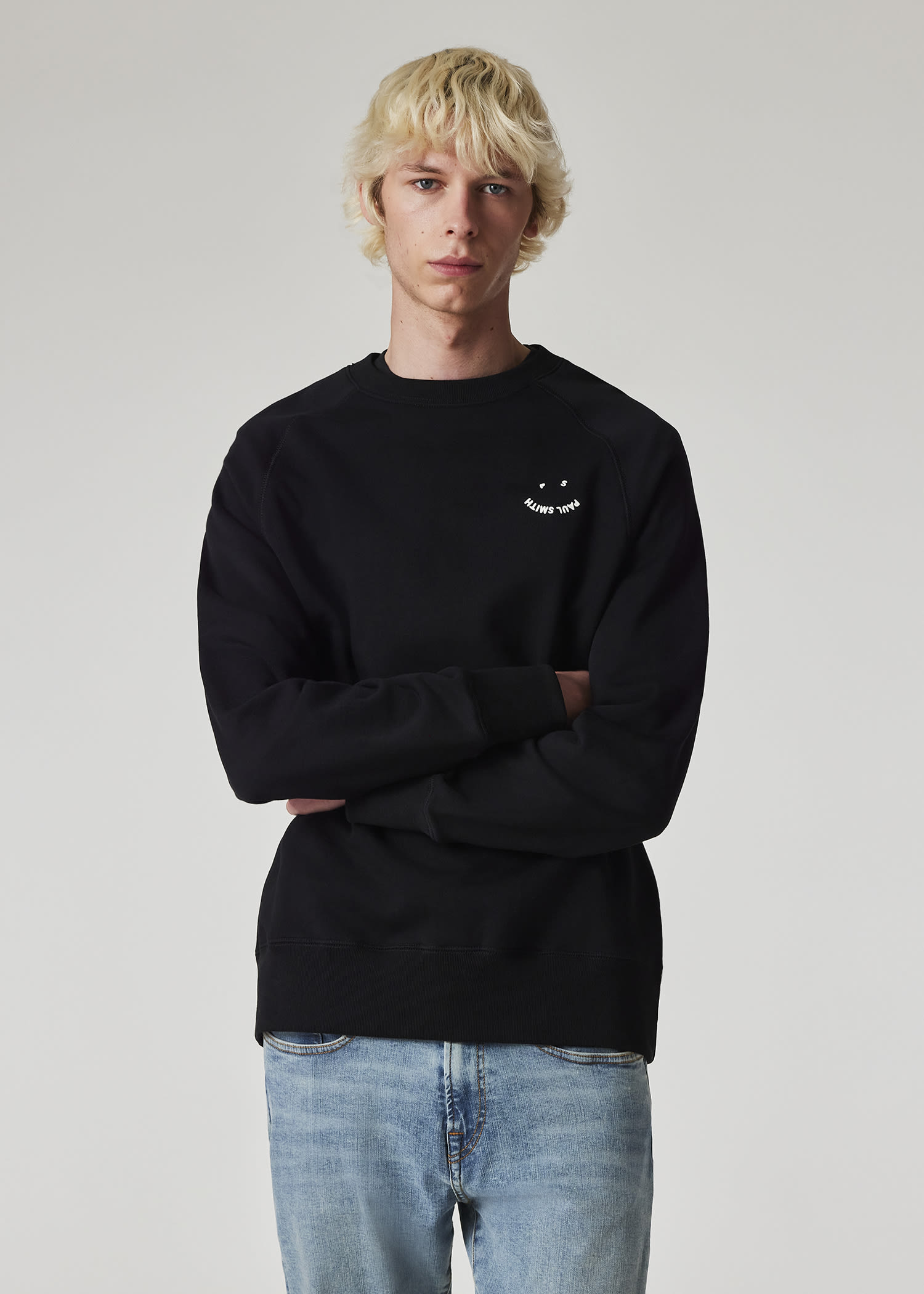 PS Paul Smith Black 'Happy' Embroidery Sweatshirt