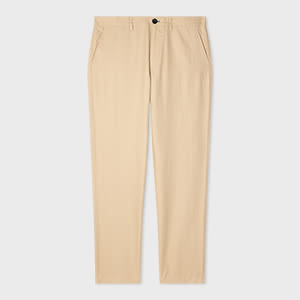 PS Paul Smith Tapered-Fit Ecru Cotton-Linen Trousers Brown