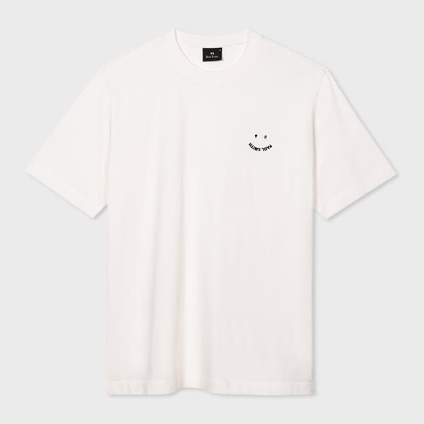 Ps By Paul Smith Ps Paul Smith Mens Ss Reg Fit Tshirt Ps Happy In White