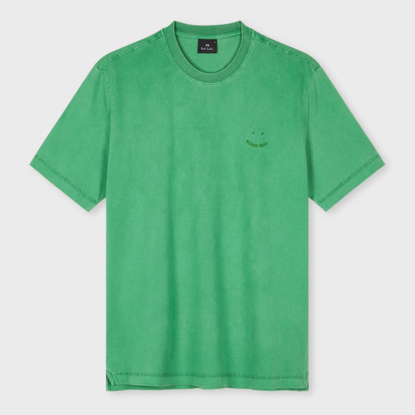 PS Paul Smith Green Embroidered 'Happy' T-Shirt
