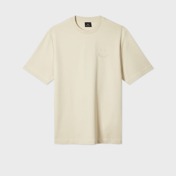Ps By Paul Smith Casual-fit Ecru Embossed 'happy' T-shirt White