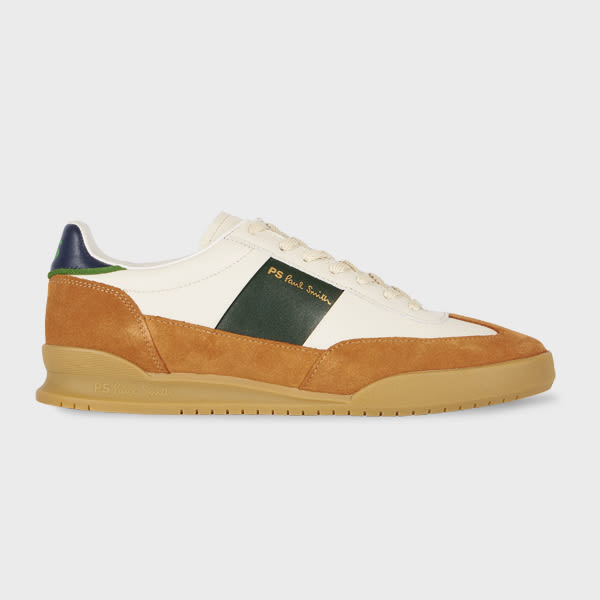 PS Paul Smith Ecru 'Dover' Leather Panel Trainers White