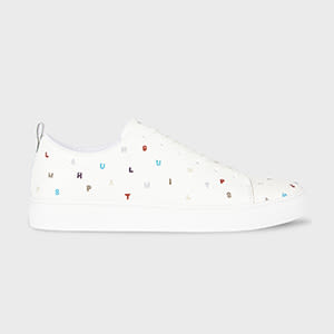 PS Paul Smith White 'Lee' Letters Embroidered Trainers