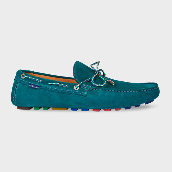 Ps By Paul Smith Petrol Green 'springfield' Suede Driving Loafers In Green