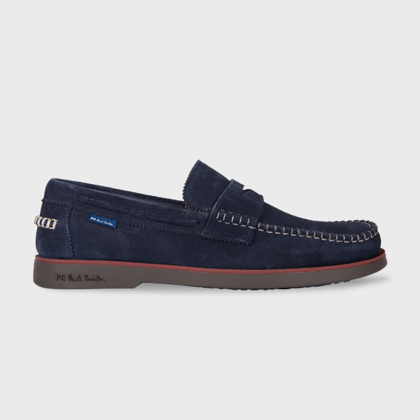Ps By Paul Smith Navy Suede 'tristain' Loafers Blue In Blue