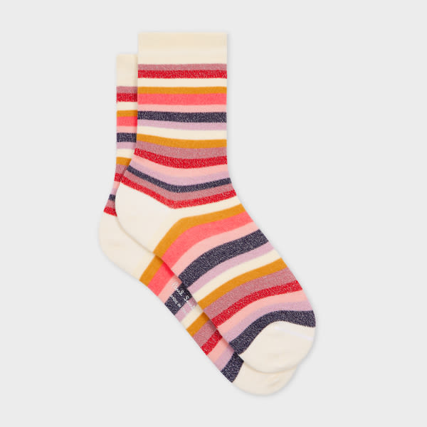 Paul Smith Women's Ecru Glitter Stripe Socks White