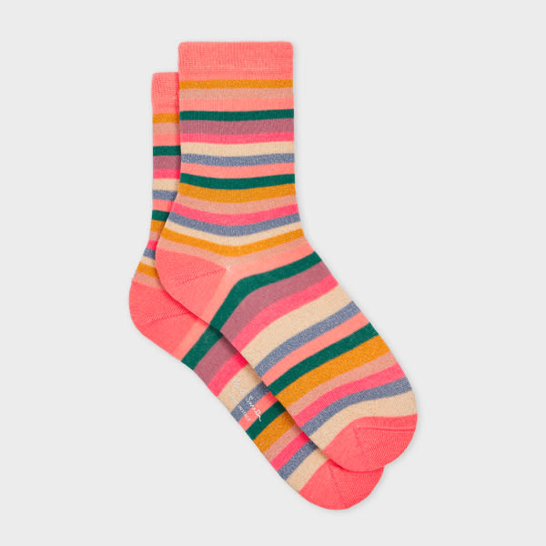 Paul Smith Women's Pink Glitter Stripe Socks