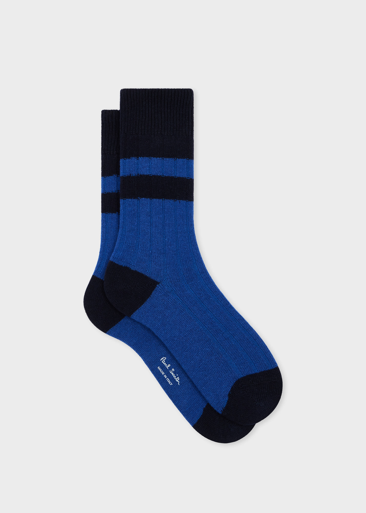 Paul Smith Women's Blue And Navy Ribbed Colour Block Socks
