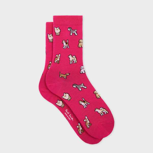 Paul Smith Women's Pink 'dogs' Socks