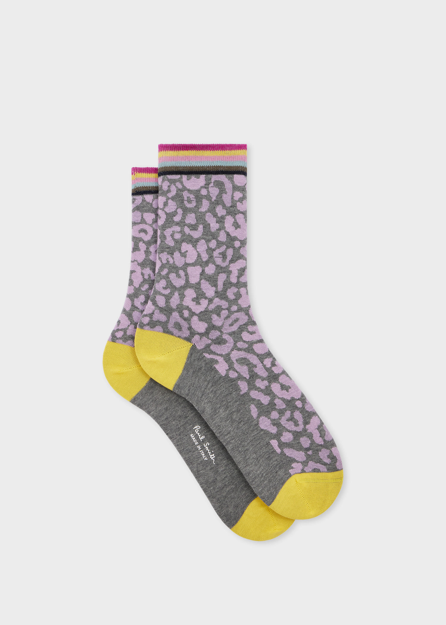 Paul Smith Women's Grey 'leopard' Colour Block Socks In Gray