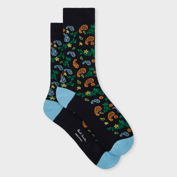 Paul Smith Women's Navy Blue 'Paisley' Socks