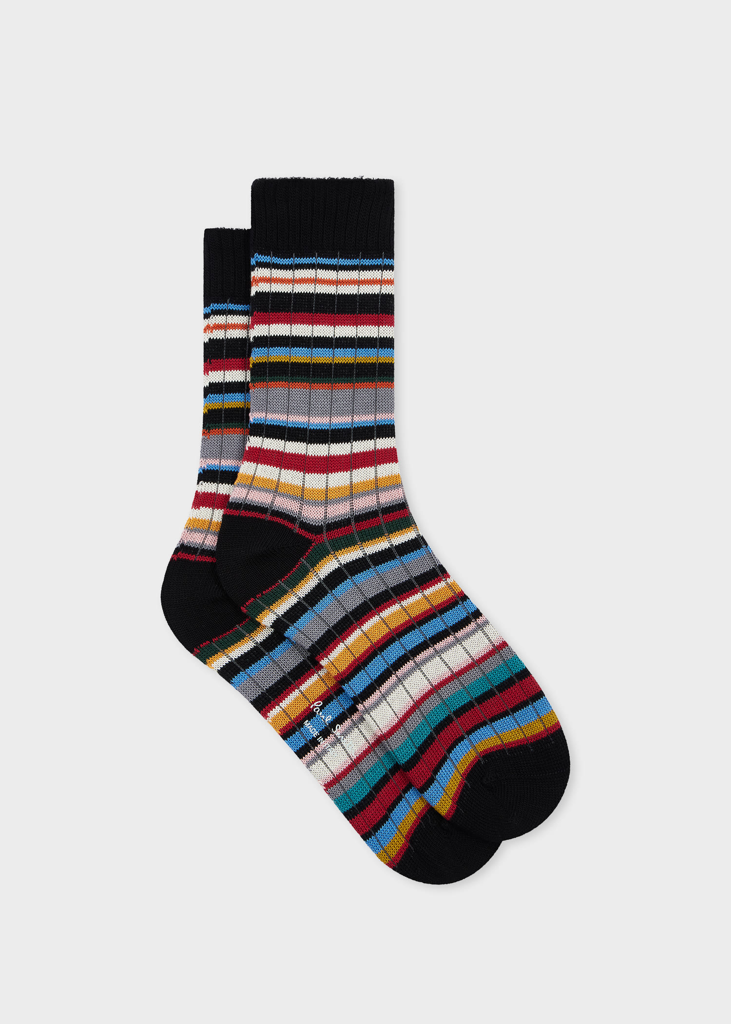 Paul Smith Women's Ribbed 'signature Stripe' Socks Multicolour
