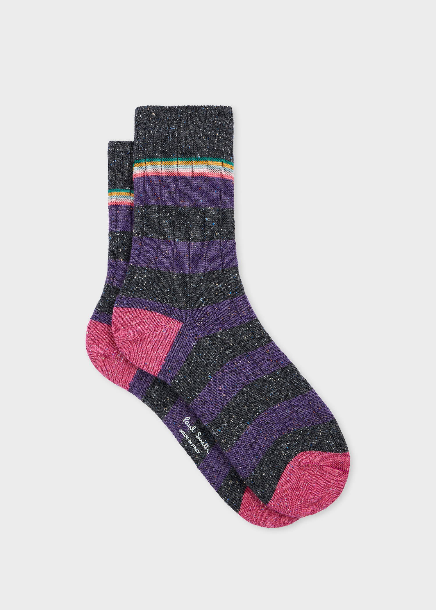 Paul Smith Women's Purple Cotton-blend Socks Grey In Multi