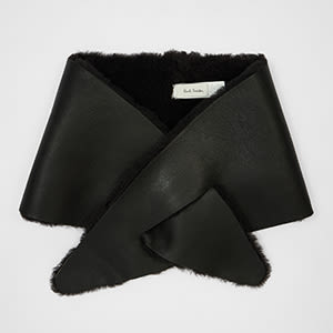 Paul Smith Women's Leather Shearling Stole Scarf Brown