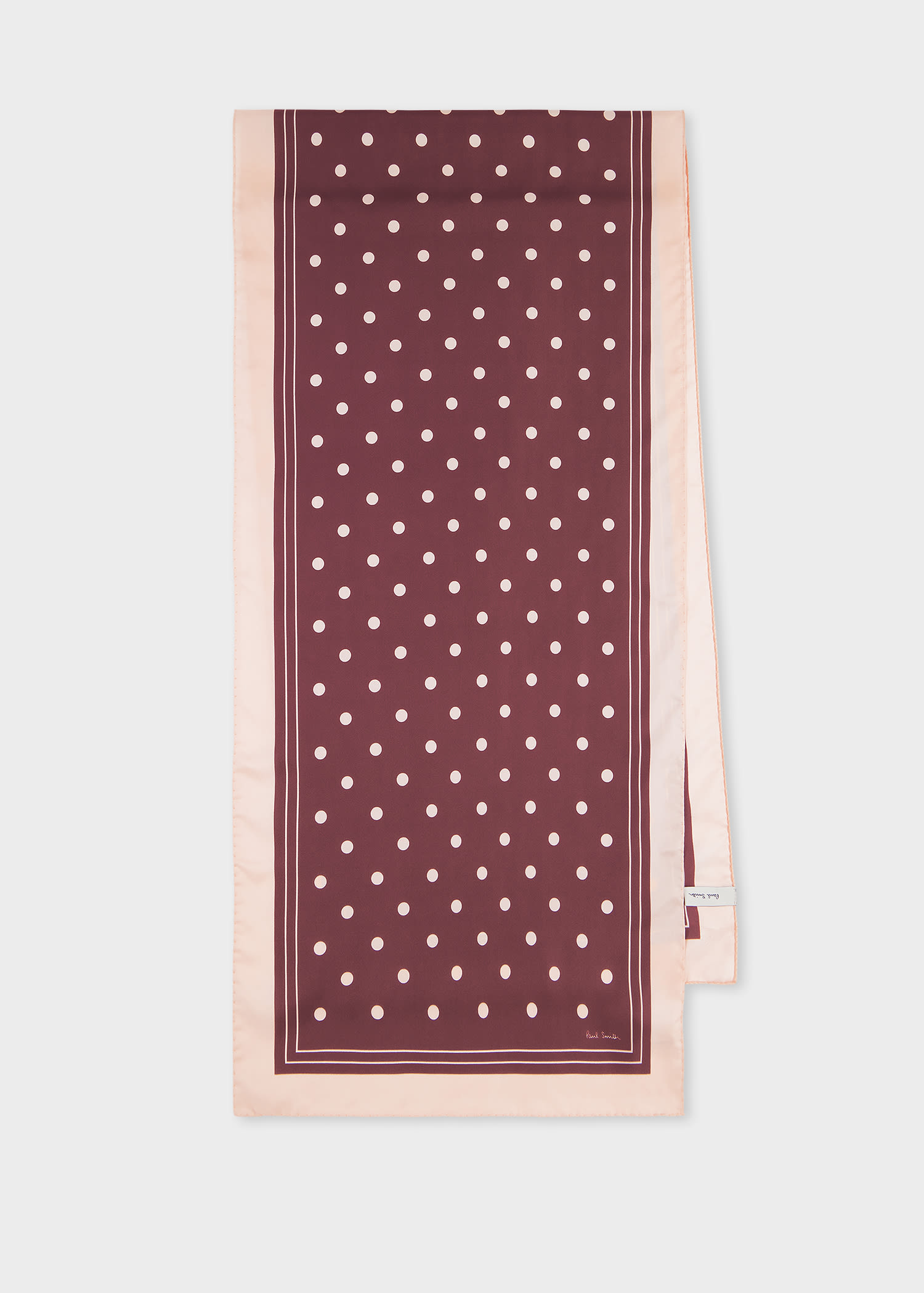 Paul Smith Women's Burgundy And Pink Silk Polka Dot Scarf In Pink