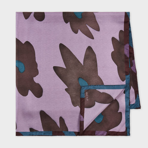 Paul Smith Women's Purple Silk 'Big Flower' Scarf
