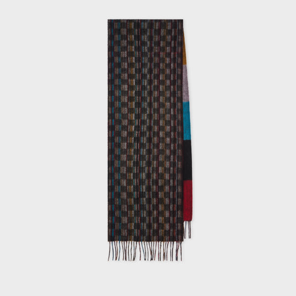 Paul Smith Women's 'signature Stripe' Check Reversible Scarf Multicolour In Black