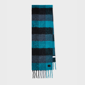 Paul Smith Women's Blue Merino Wool Check Scarf In Blue