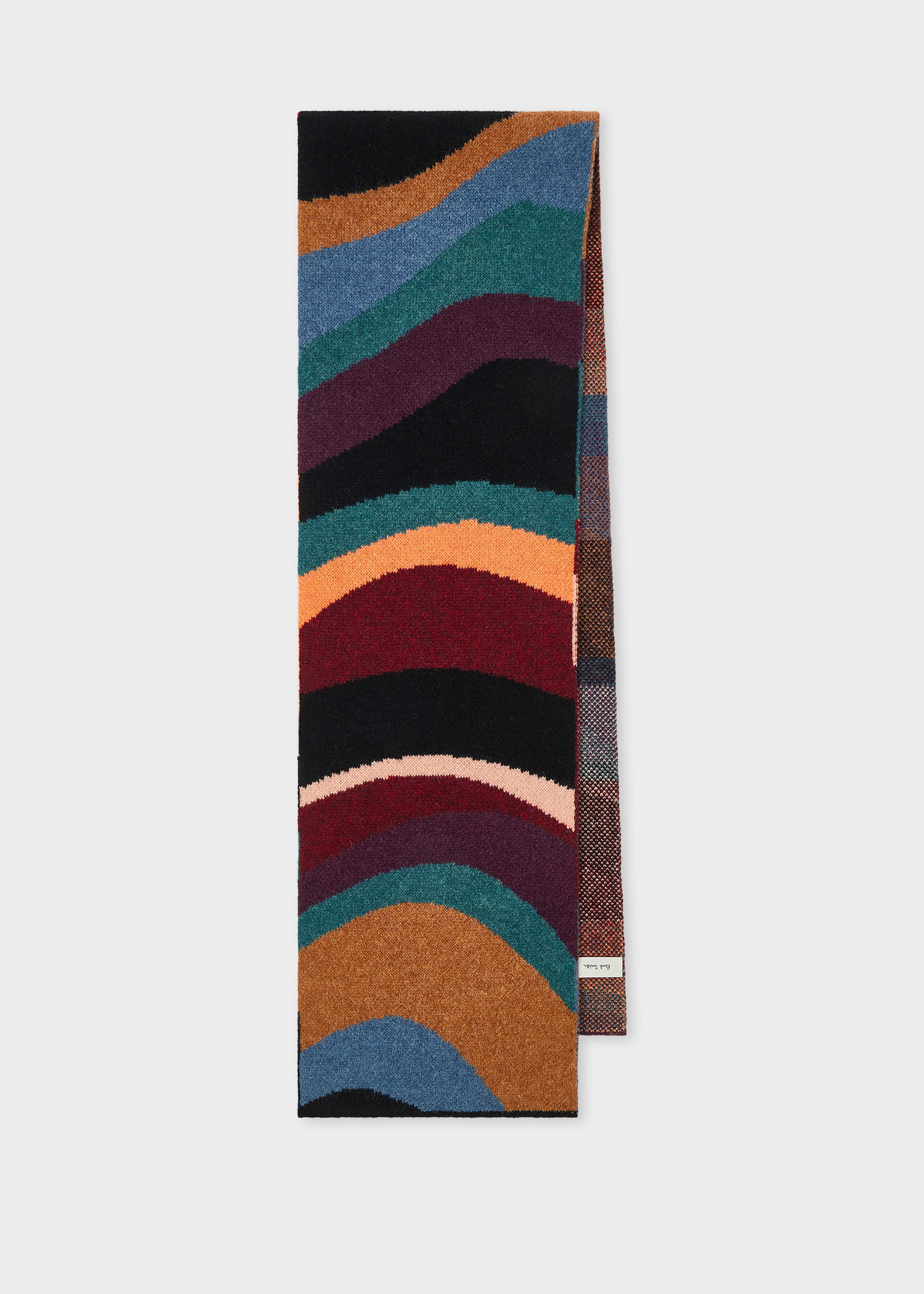 Paul Smith Women's Multicolour 'swirl' Jacquard Lambswool Scarf Black