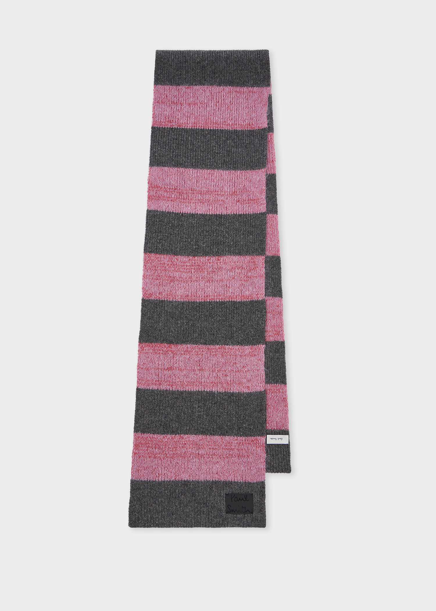 Paul Smith Women's Pink And Grey Lambswool-blend Block Stripe Scarf In Gray