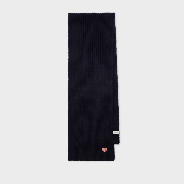 Paul Smith Women's Lambswool 'swirl' Heart Scarf Blue