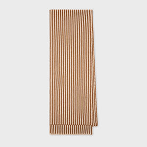 Paul Smith Women's Brown And Cream Lambswool Chunky Knit Ribbed Stripe Scarf