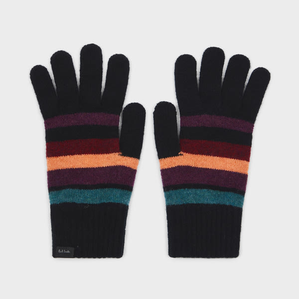 Paul Smith Women's Black Lambswool 'swirl Stripe' Gloves