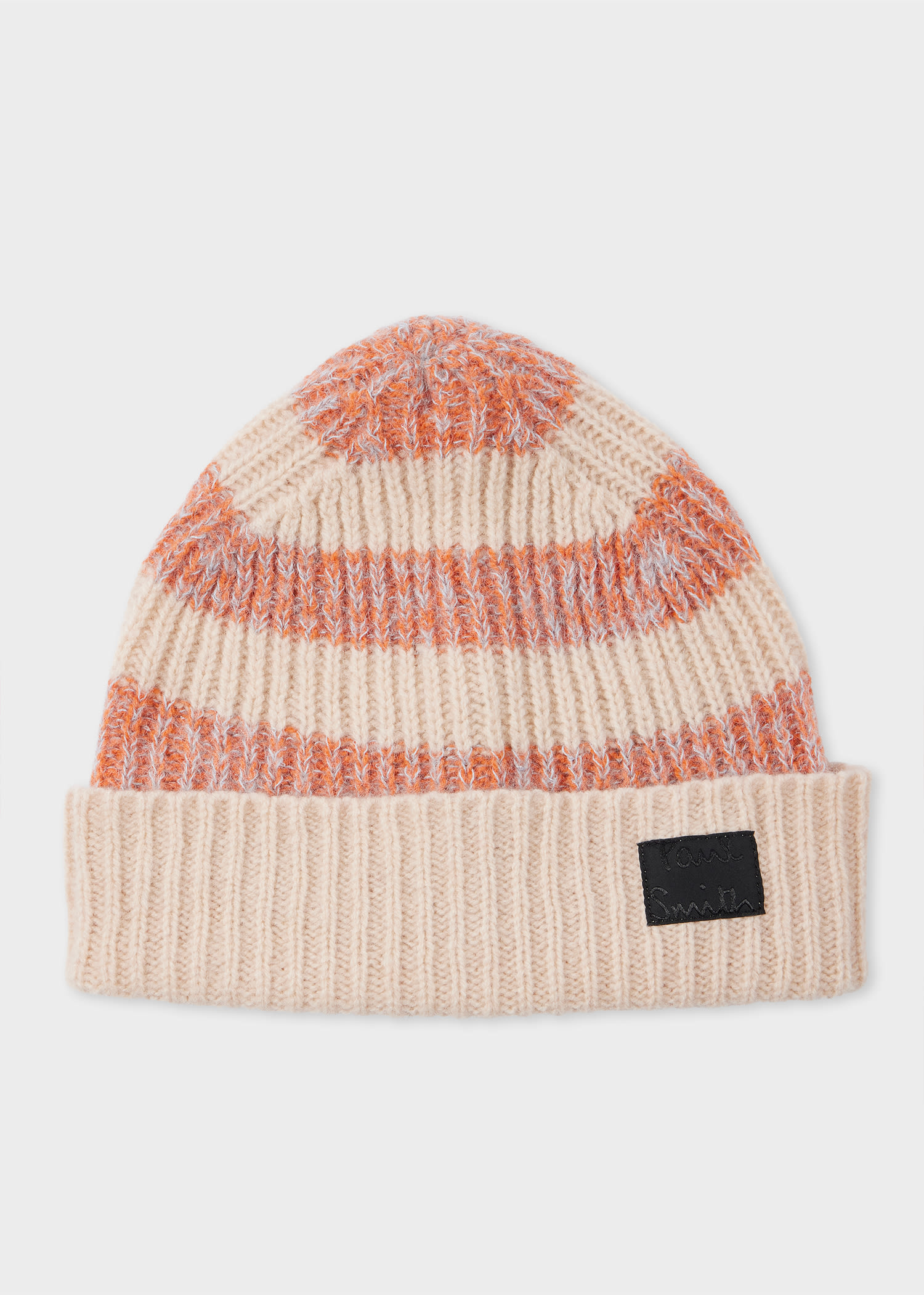 Paul Smith Women's Pink And Beige Lambswool-blend Block Stripe Beanie White In White