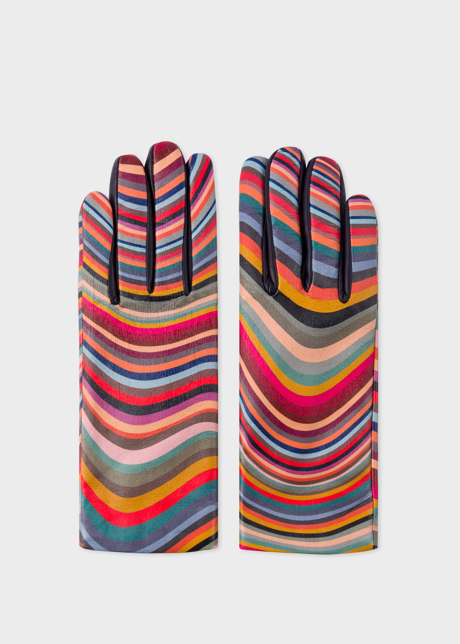 Paul Smith Women's 'Swirl' Print Leather Gloves Multicolour