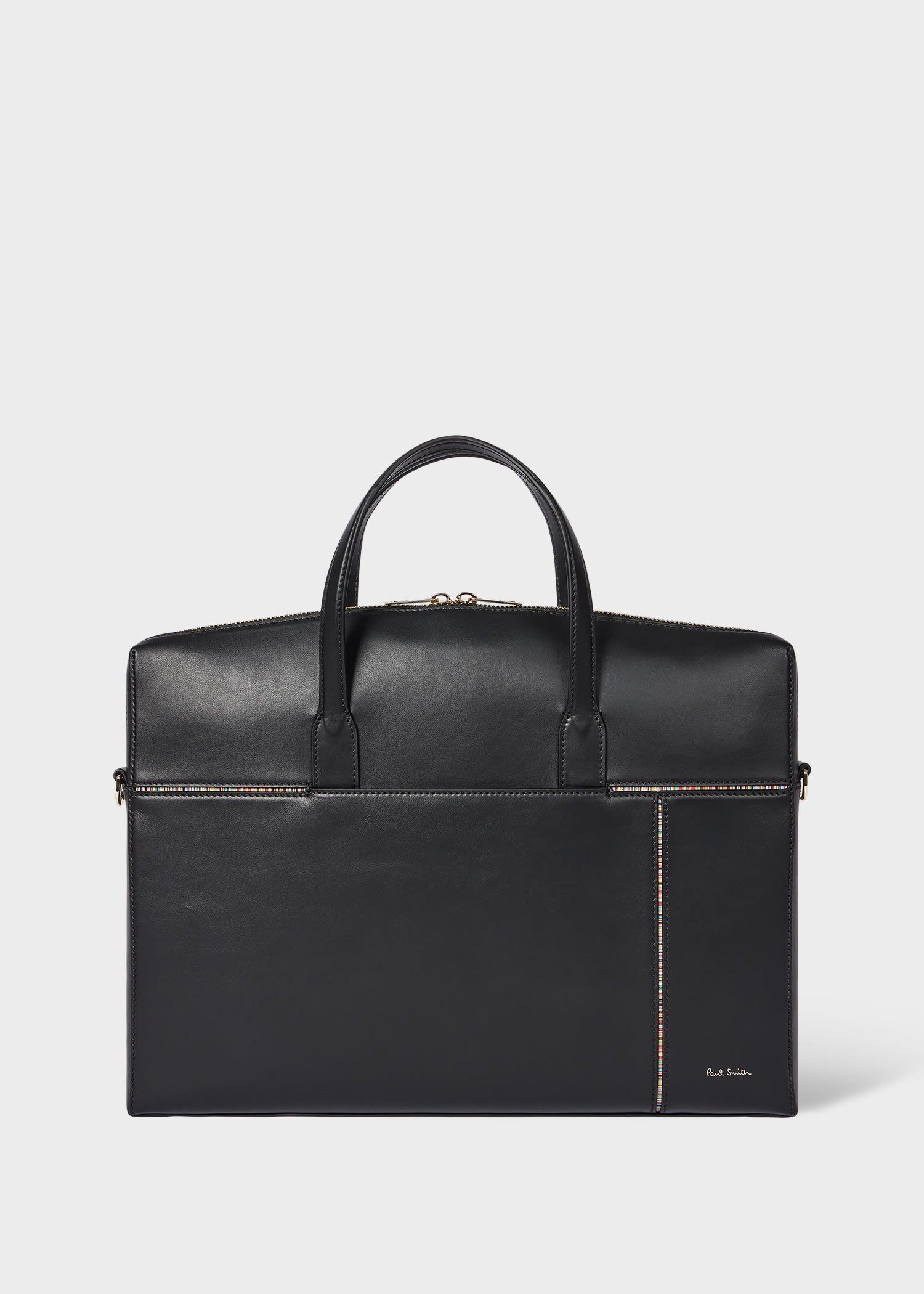 Paul Smith Women's 'signature Stripe' Trim Leather Slim Folio Black