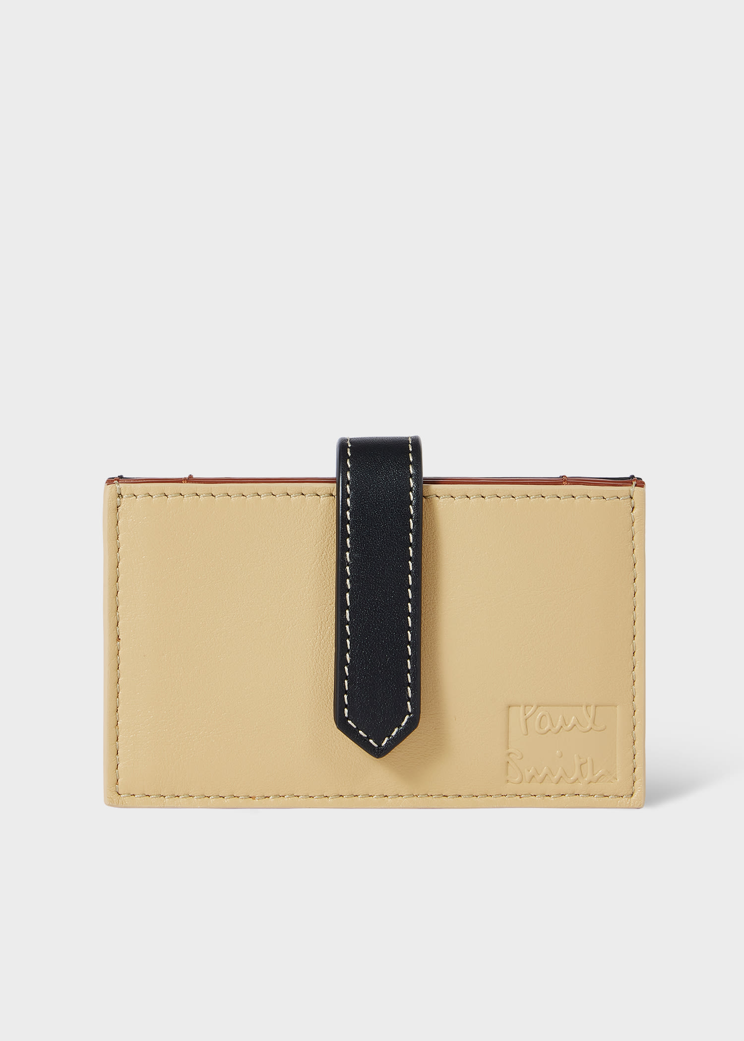 Paul Smith Women's Cream And Black Colourblock Leather Card Holder Yellow In Brown
