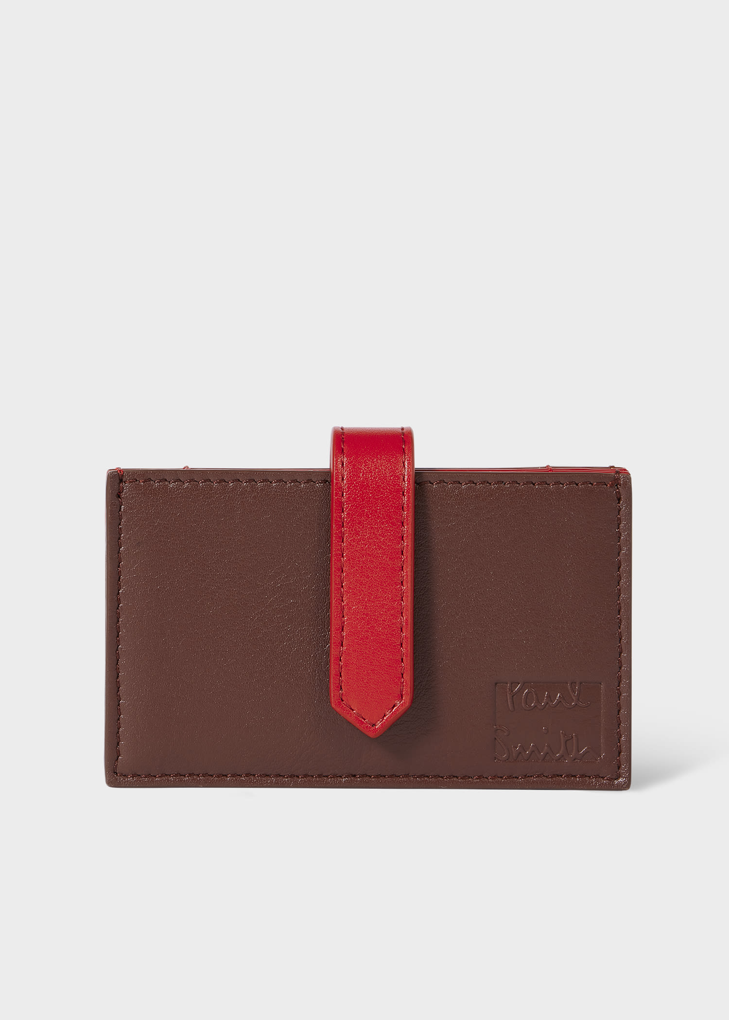 Paul Smith Women's Red Colourblock Leather Card Holder Brown