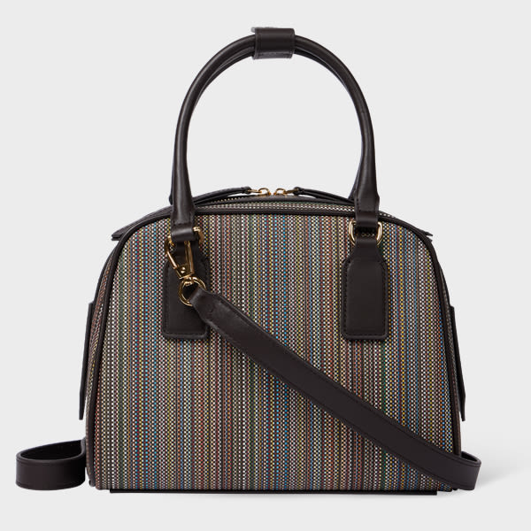 Paul Smith Striped Top Handle Satchel In Brown