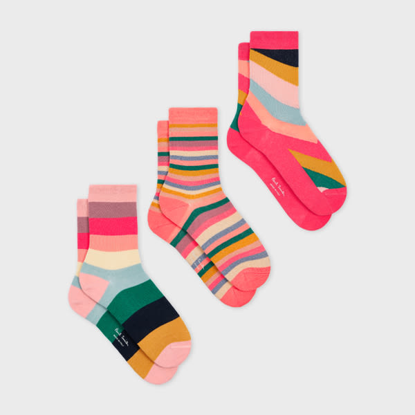 Paul Smith Women's 'Swirl' Socks Three Pack Multicolour