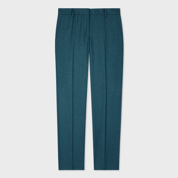 Paul Smith Women's Teal Slim-Fit Wool-Cashmere Flannel Trousers Blue