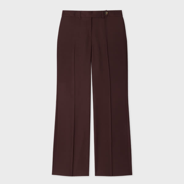 Paul Smith Women's 'a Suit To Travel In' - Burgundy Wool Bootcut Trousers Red