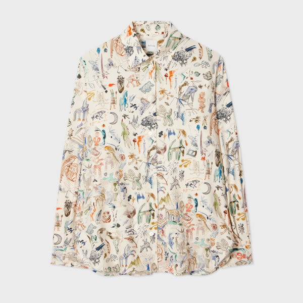 Paul Smith Women's Cream 'little Beasts' Cotton-blend Shirt White