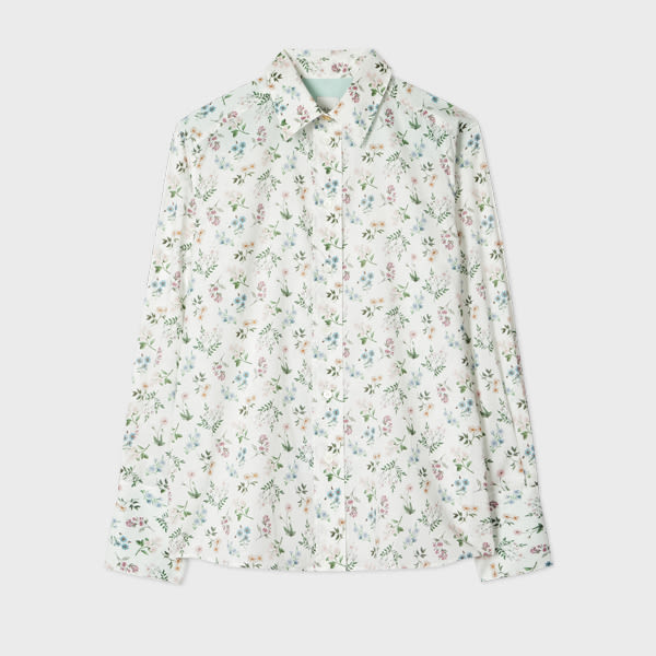 Paul Smith Women's White 'liberty Floral' Print Shirt Pink