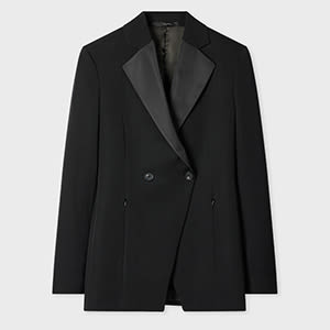 Paul Smith Women's Black Satin Trim Structured Double-breasted Blazer In Black