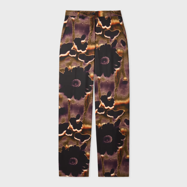 Paul Smith Women's 'field Flowers' Wide-leg Trousers Purple In Animal Print