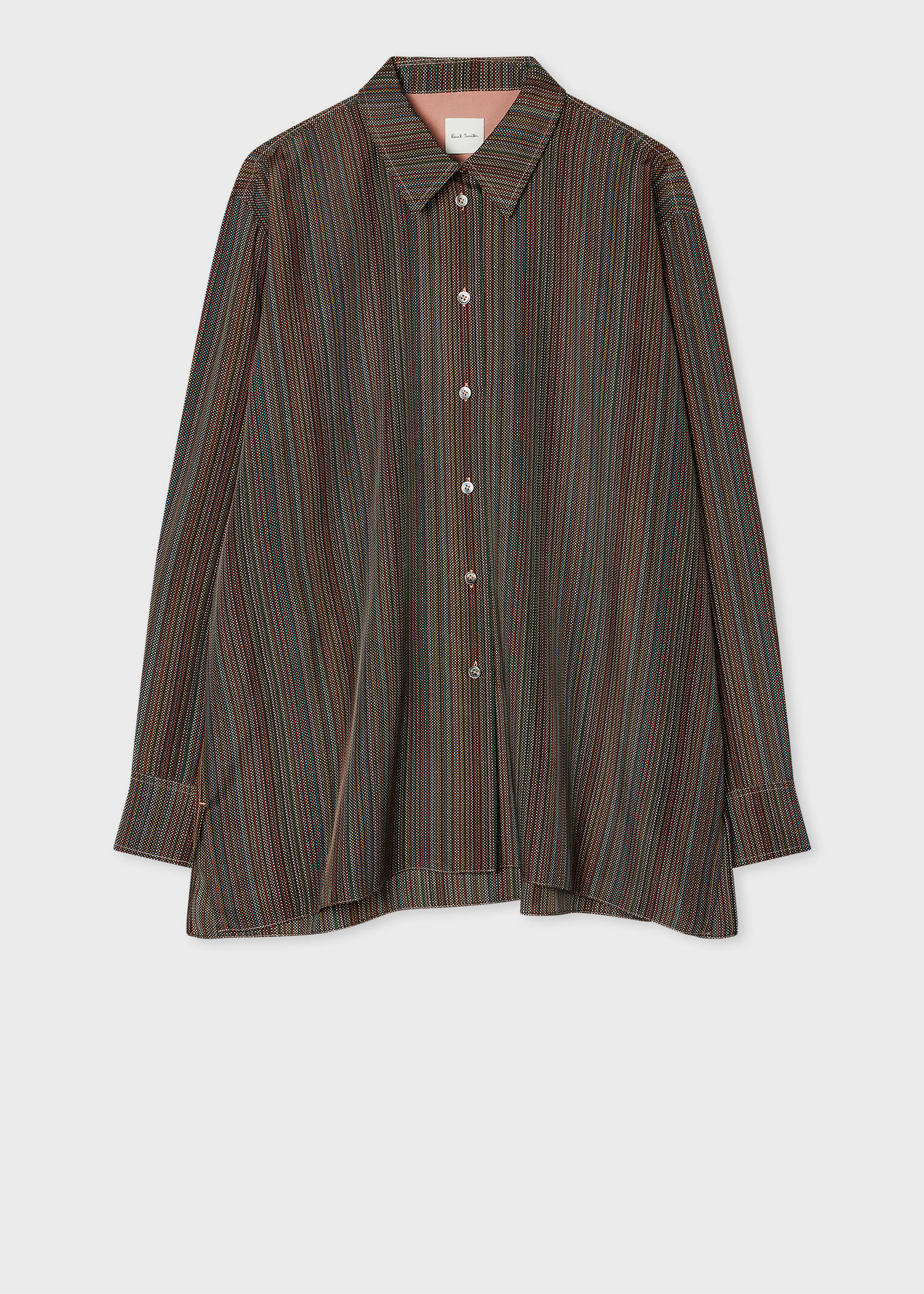 Paul Smith Women's 'signature Stripe' Micro Check Silk Shirt Multicolour In Multi