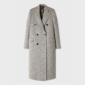 Paul Smith Women's Herringbone Double Breasted Coat Grey In Gray