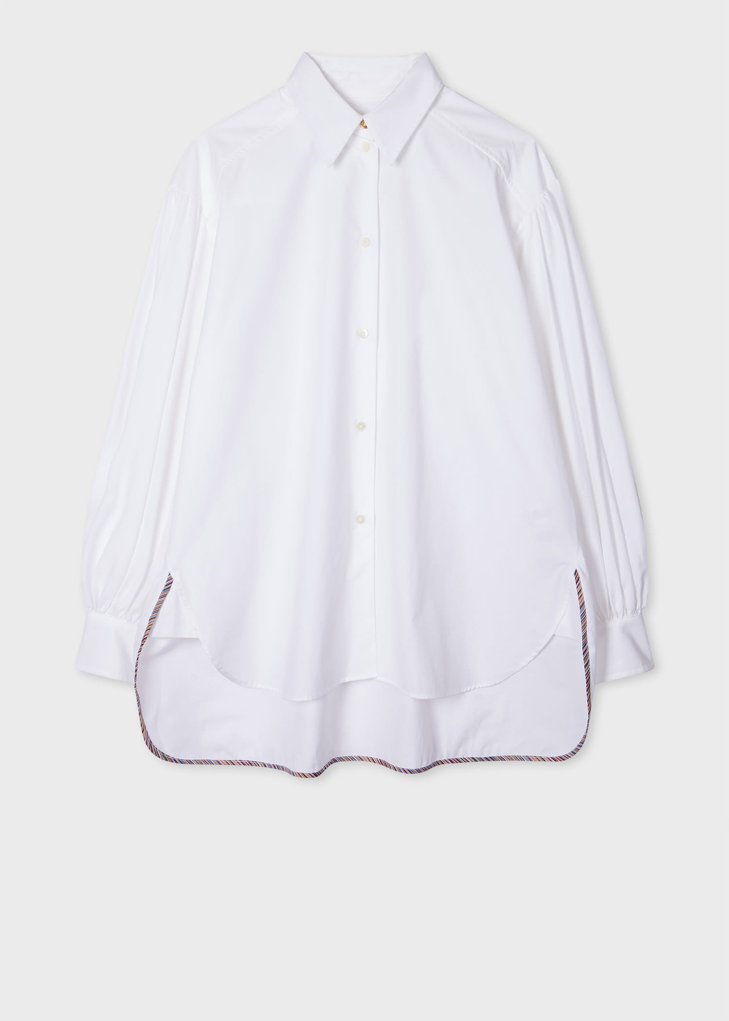 Paul Smith Women's White 'Signature Stripe' Trim Shirt