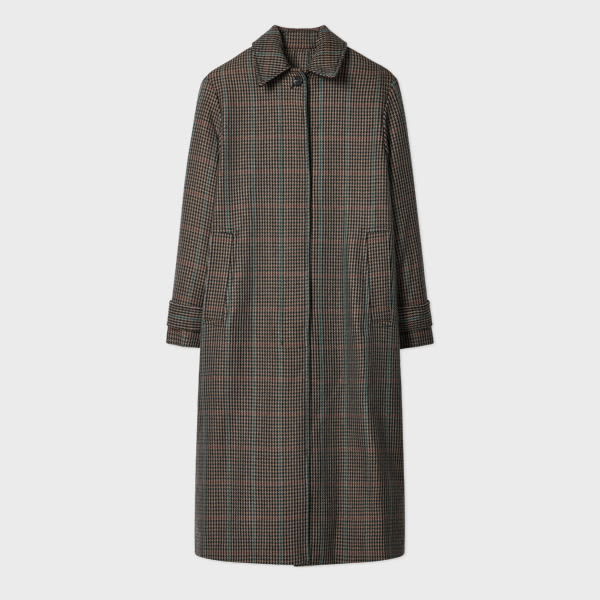 Paul Smith Women's Brown Multi-houndstooth Wool-blend Coat In Multi