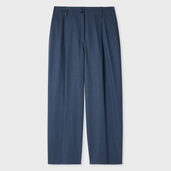 Paul Smith Women's Denim Chambray Barrel Leg Trousers Blue In Blue