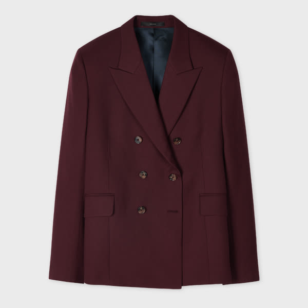 Paul Smith Women's A Suit To Travel In - Burgundy Wool Double Breasted Blazer Red In Brown