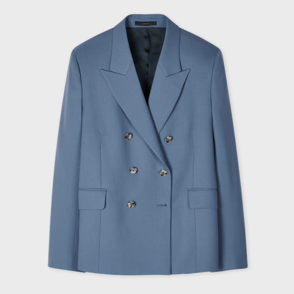 Paul Smith Women's A Suit To Travel In - Steel Blue Wool Double Breasted Blazer