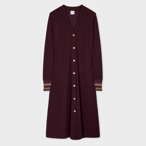 Paul Smith Women's Aubergine Viscose-Blend Jersey Shirt Dress Purple