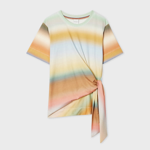 Paul Smith Knotted Waist T-shirt In Organic Cotton In Multi